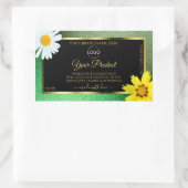 Floral Green Glitter Black Gold Product Label Logo (Tas)
