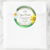 Floral Green Glitter White Gold Product Label Logo (Tas)