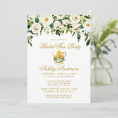 Floral Green Gold Bridal Tea Party Invitation G Kaart (Staand voorkant)