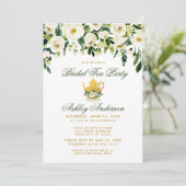 Floral Green Gold Bridal Tea Party Invitation GS Kaart (Staand voorkant)