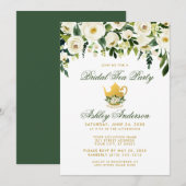 Floral Green Gold Bridal Tea Party Invitation GS Kaart (Voorkant / Achterkant)