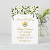 Floral Green Gold Bridal Tea Party Invitation Kaart (Staand voorkant)