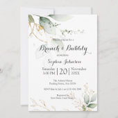 Floral Green Gold Brunch en Bubble Vrijgezellenfee Kaart (Voorkant)