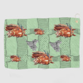 Floral Green Golf Towel Golfhanddoek (Horizontaal)