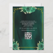 Floral Green Gown Jurk QR Code Quinceanera Kaart (Achterkant)