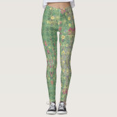 Floral Green Grey Tile  Leggings (Voorkant)