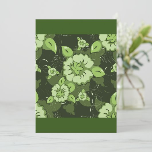 Floral Green Invitations Kaart (Staand voorkant)