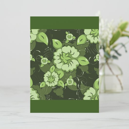 Floral Green Invitations Kaart