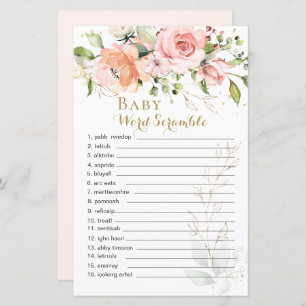 Floral Green laat Baby Word-bromble papieren blad