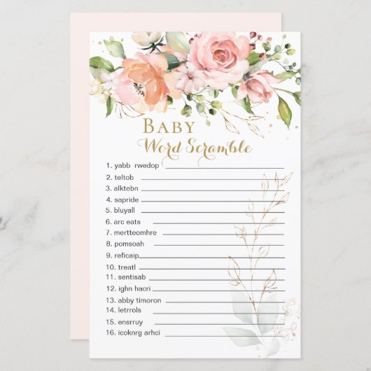 Floral Green laat Baby Word-bromble papieren blad (Voorkant / Achterkant)