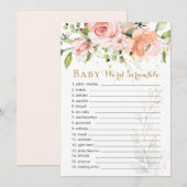 Floral Green laat Baby Word Scramble Game Kaart (Voorkant / Achterkant)