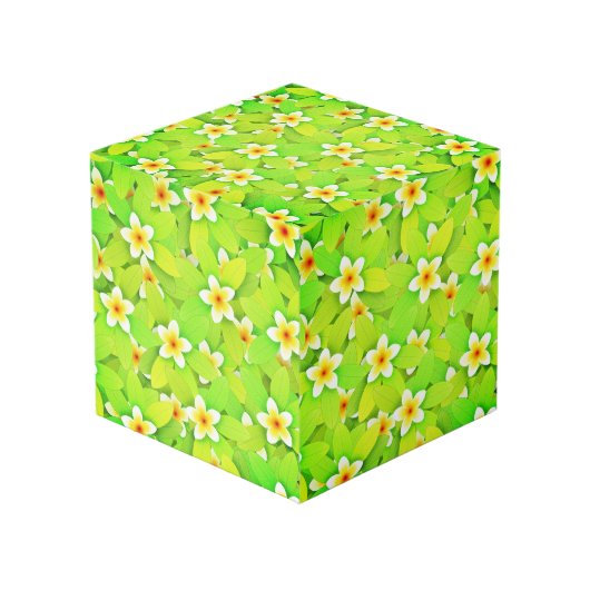 Floral Green laat Gele Bloemen Patroon Kubus (Voorkant hoekig)