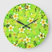 Floral Green Leaves Yellow Flowers Pattern-61717 Grote Klok (Voorkant)