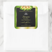 Floral Green Marble Black Gold Product Labels Logo (Tas)