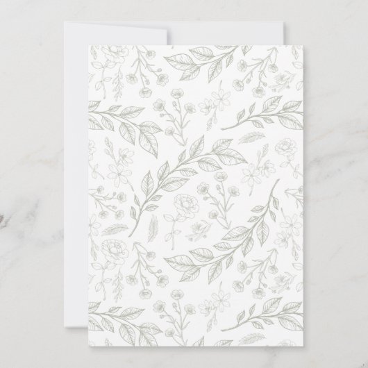 Floral Green Monogram Crest Wedding Invitation Kaart (Achterkant)