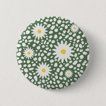 Floral Green Pattern Button