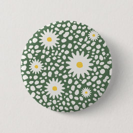 Floral Green Pattern Button