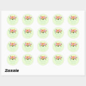 Floral Green Peach Romantische bruiloft dank u Ronde Sticker (Vel)