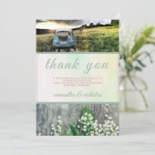 Floral Green Pink Modern gewoon huwelijk Bedankkaart (Staand voorkant)