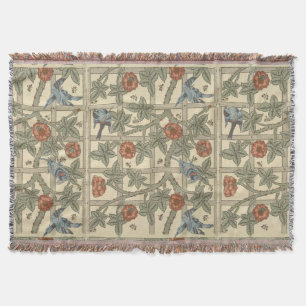 Floral Green Pink William Morris Trellis Deken
