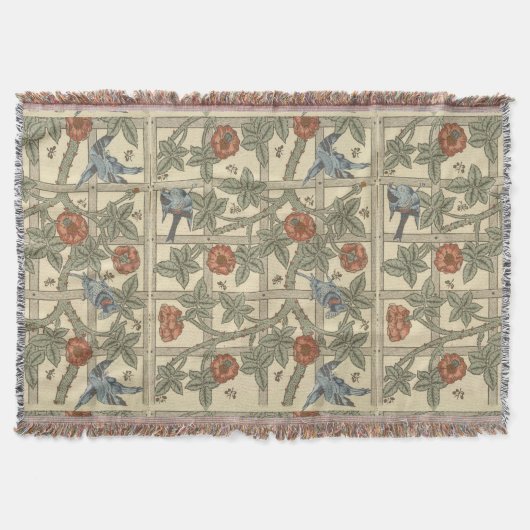 Floral Green Pink William Morris Trellis Deken (Voorkant)