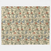 Floral Green Pink  William Morris Trellis Fleece Deken (Voorkant (Horizontaal))