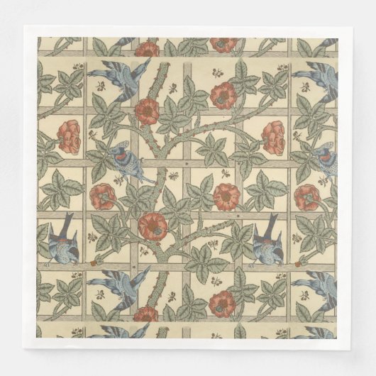 Floral Green Pink  William Morris Trellis Servet (Voorkant)