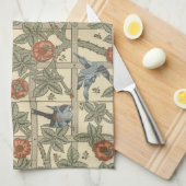 Floral Green Pink  William Morris Trellis Theedoek (Quarter Fold)