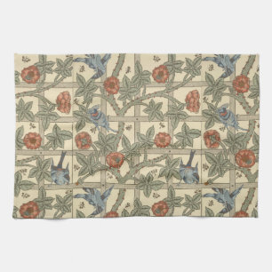 Floral Green Pink  William Morris Trellis Theedoek