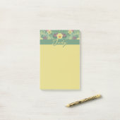 Floral Green Post-It Notes (Op bureau)