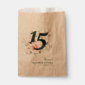 Floral Green Quinceanera 15e verjaardag van de roz Bedankzakje (Voorkant)