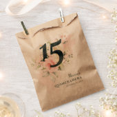 Floral Green Quinceanera 15e verjaardag van de roz Bedankzakje (Geknipt)