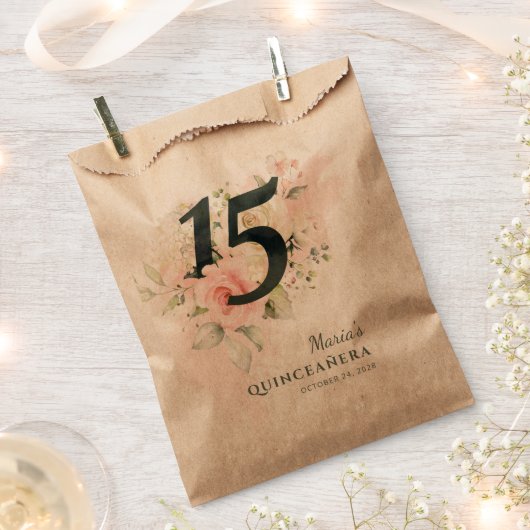 Floral Green Quinceanera 15e verjaardag van de roz Bedankzakje (Geknipt)