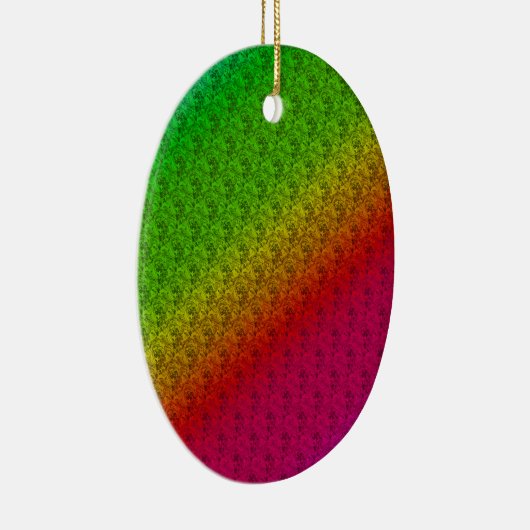 Floral Green Red Rainbow Gradiënt Diagonaal mengse Keramisch Ornament (Rechts)