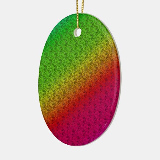Floral Green Red Rainbow Gradiënt Diagonaal mengse Keramisch Ornament (Links)