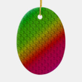 Floral Green Red Rainbow Gradiënt Diagonaal mengse Keramisch Ornament (Voorkant)