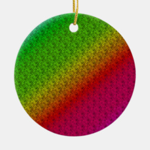 Floral Green Red Rainbow Gradiënt Diagonaal mengse Keramisch Ornament