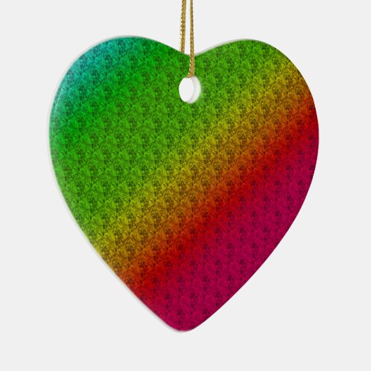 Floral Green Red Rainbow Gradiënt Diagonaal mengse Keramisch Ornament (Rechts)