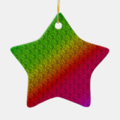 Floral Green Red Rainbow Gradiënt Diagonaal mengse Keramisch Ornament (Voorkant)