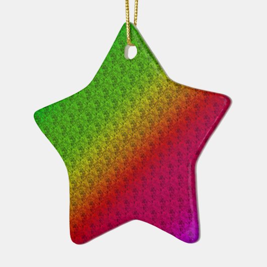 Floral Green Red Rainbow Gradiënt Diagonaal mengse Keramisch Ornament (Links)