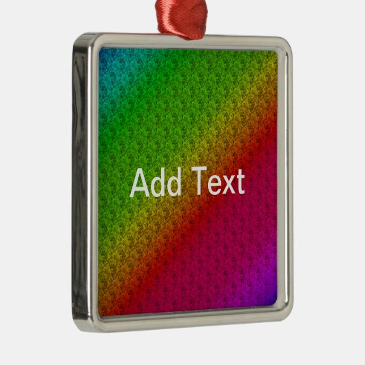 Floral Green Red Rainbow Gradiënt Diagonaal mengse Metalen Ornament (Rechts)