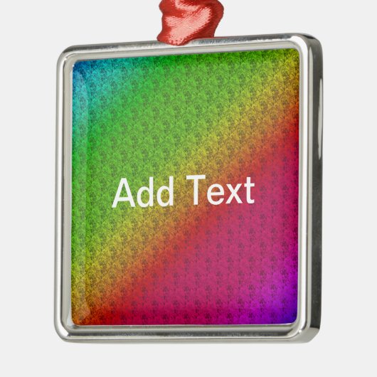 Floral Green Red Rainbow Gradiënt Diagonaal mengse Metalen Ornament (Links)