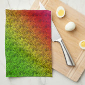 Floral Green Red Rainbow Gradiënt Diagonaal mengse Theedoek (Quarter Fold)