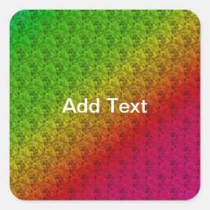 Floral Green Red Rainbow Gradiënt Diagonaal mengse Vierkante Sticker