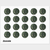 floral green round save the date bruiloft sticker (Vel)