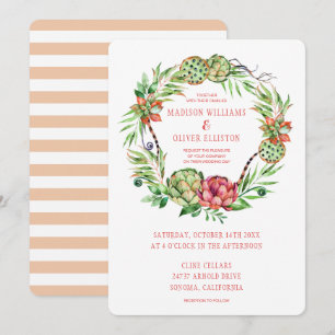  Floral Green & Roze Succulent   Weddenschap Kaart