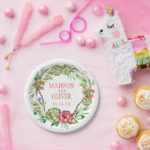  Floral Green & Roze Succulent | Weddenschap Papieren Bordje (Feest)