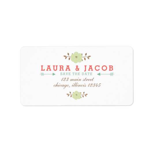 Floral Green Save the Date Etiket (Voorkant)
