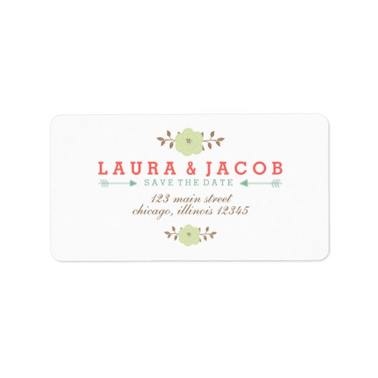 Floral Green Save the Date Etiket (Voorkant)
