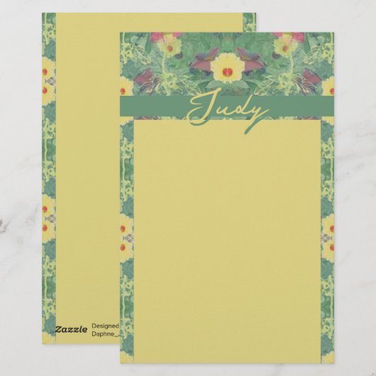 Floral Green Stationery Briefpapier (Voorkant / Achterkant)